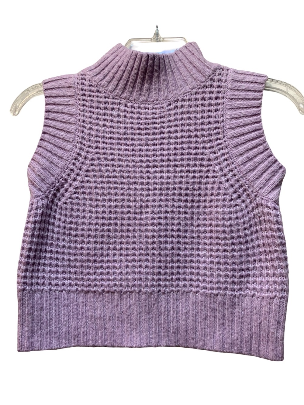 Jessica Simpson Lavender Sleeveless Turtleneck Waffle Knit Sweater